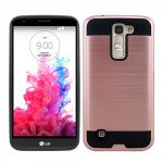 Wholesale LG Tribute 5 K7 Iron Shield Hybrid Case (Rose Gold)